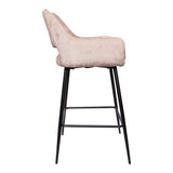 Fallon Velvet Barstoel Khaki met Zwarte Poten (Set van 2) - PTMD
