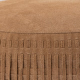 Eleora Camel - Suede Leren Poef met Franjes (Rond S) - PTMD