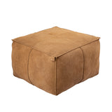 Marieke Camel Suede Leather Pouf Square - PTMD
