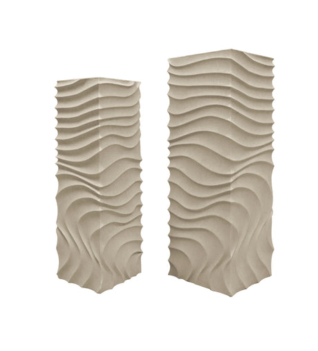 Isaiah MDF Pedestal Wavy Design SV2 - Moderne Sculpturale Zuilen in White & Cream - PTMD