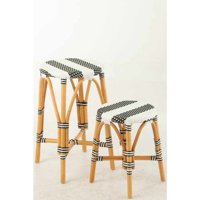 Barkruk Live Rotan Naturel/Zwart (Set van 2) / J-Line