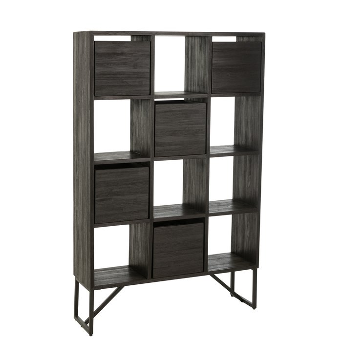 Kast met Lades – Gerecycleerd Hout Zwart / J-Line