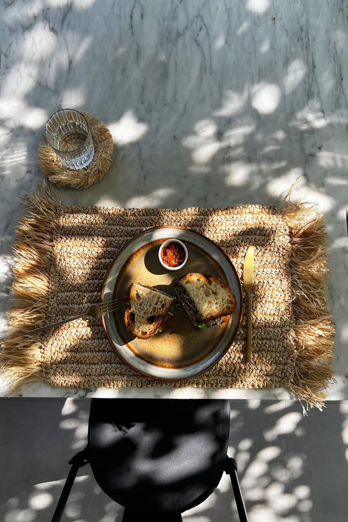 Franje Raffia Placemat Rechthoek (35×60×1) / Bazar Bizar