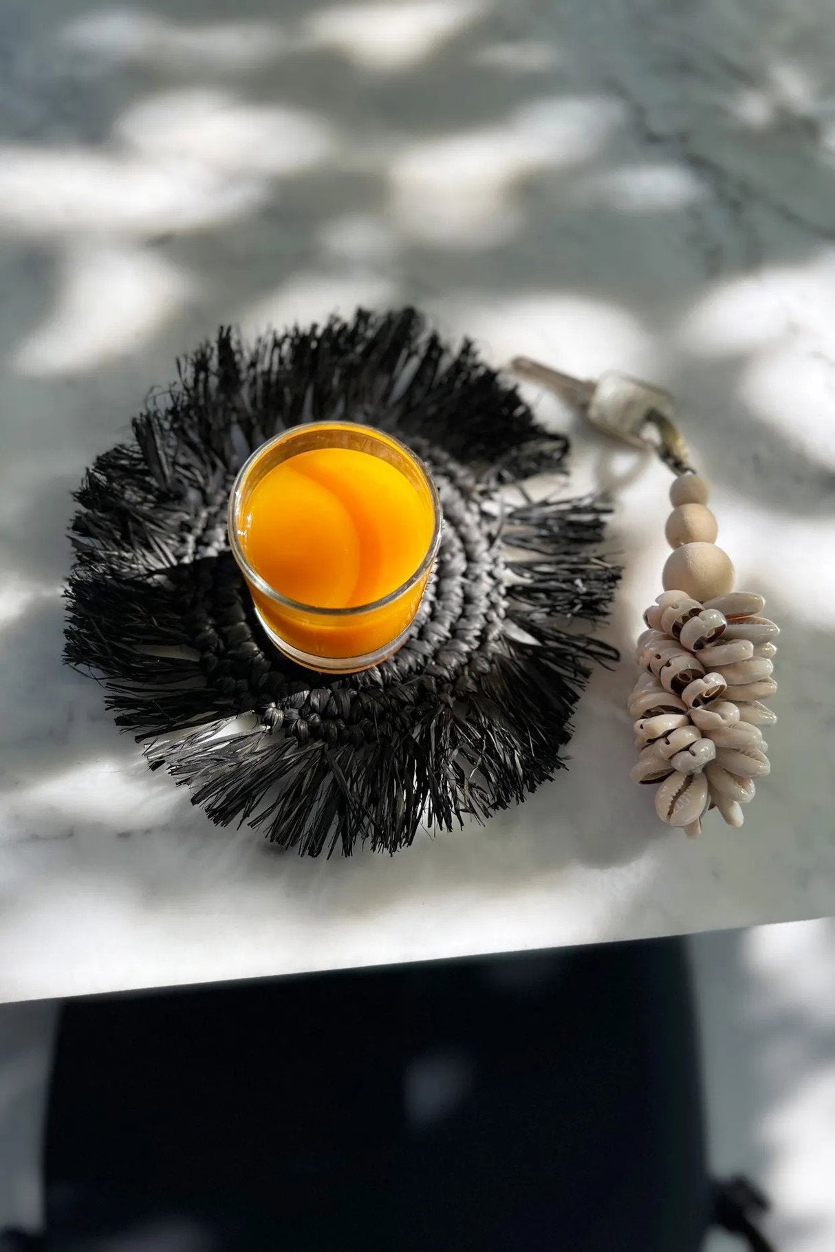 Franje Raffia Onderzetter (10x10x1) / Bazar Bizar