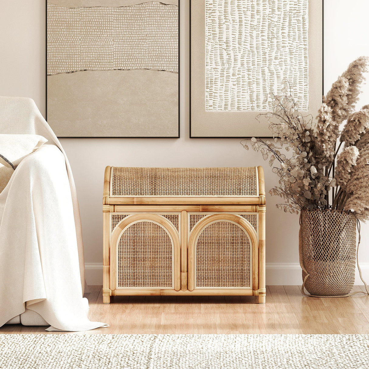 Rattan Opbergkist – Boho Chic Natural / Mojo Boutique