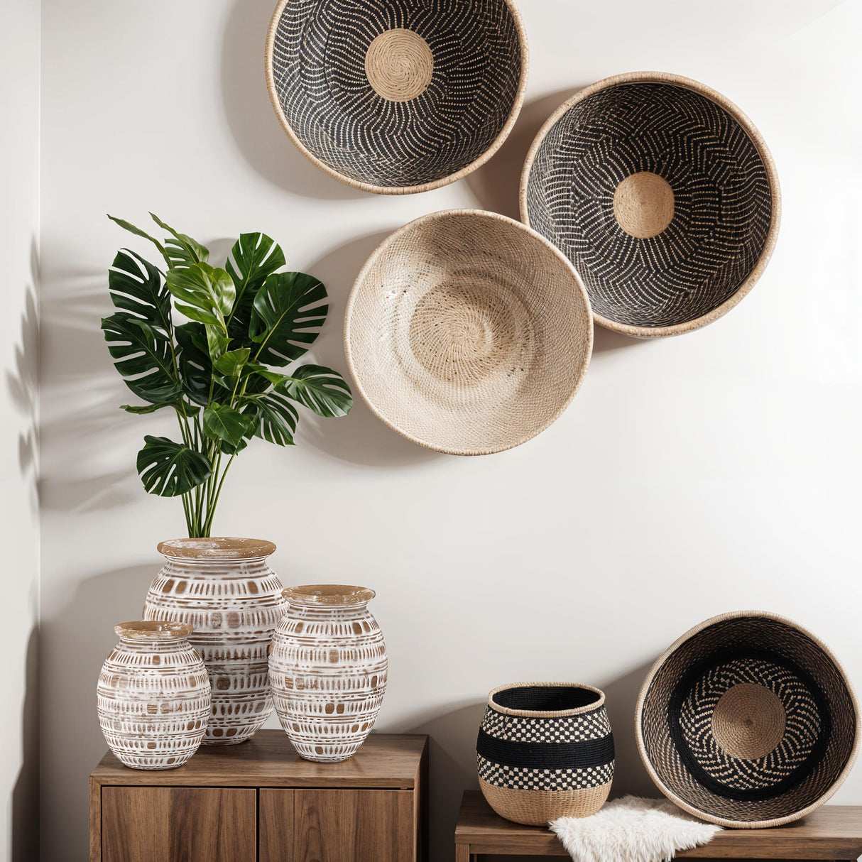 Wooden Decor Vaas – Large / Mojo Boutique