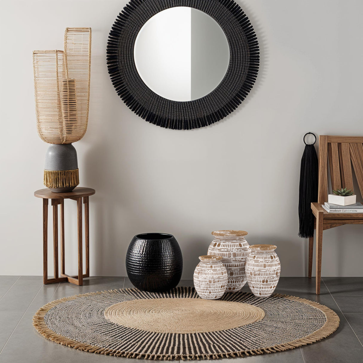 Wooden Decor Vaas – Large / Mojo Boutique