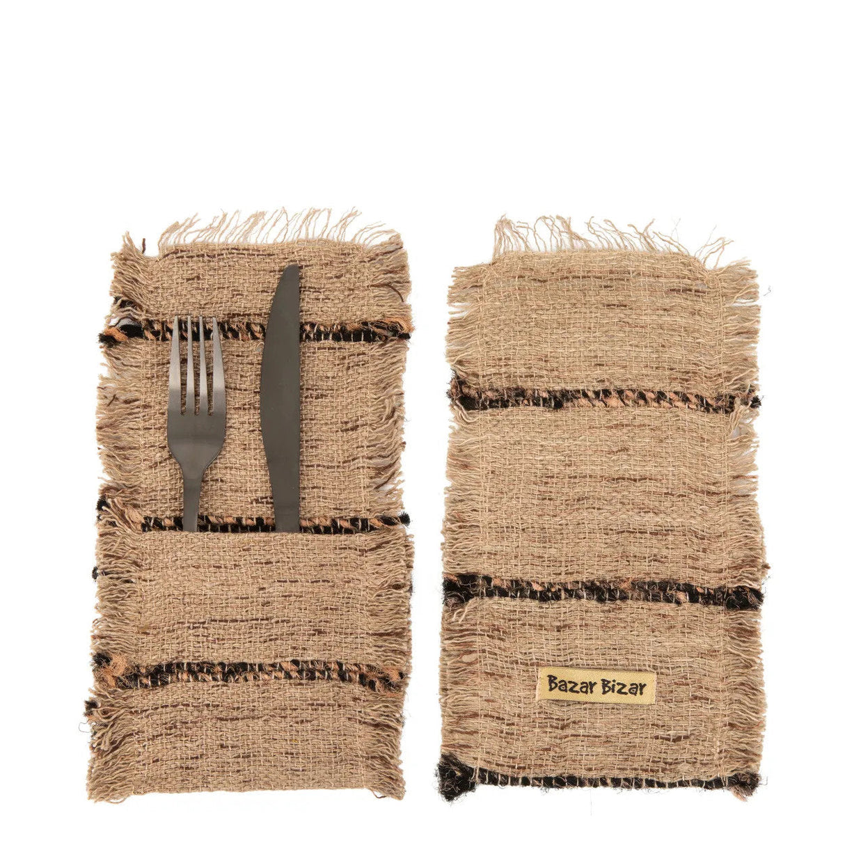 Oh My Gee Bestekhouder Beige Black (Set van 4) / Bazar Bizar