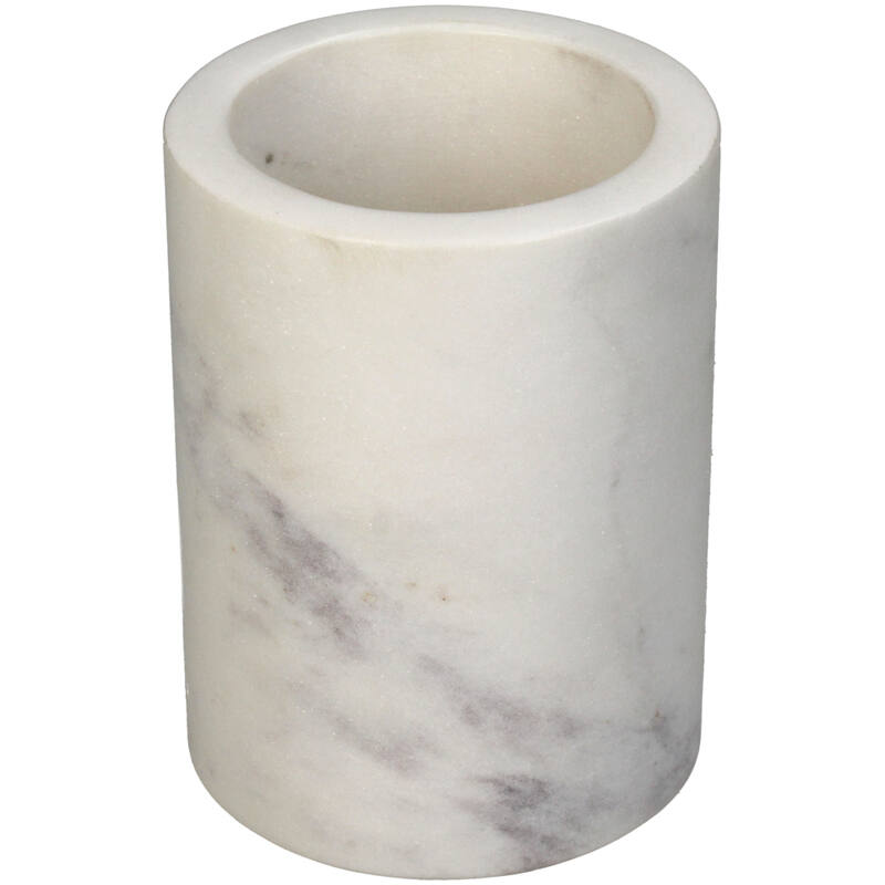 Tumbler Marmer Ribbel Wit/Glans Wit/Glans Zwart (8x8x10cm) - KERSTEN