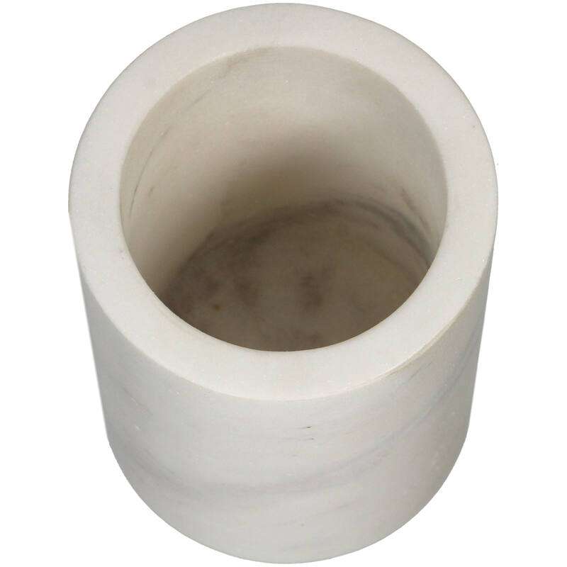 Tumbler Marmer Ribbel Wit/Glans Wit/Glans Zwart (8x8x10cm) - KERSTEN
