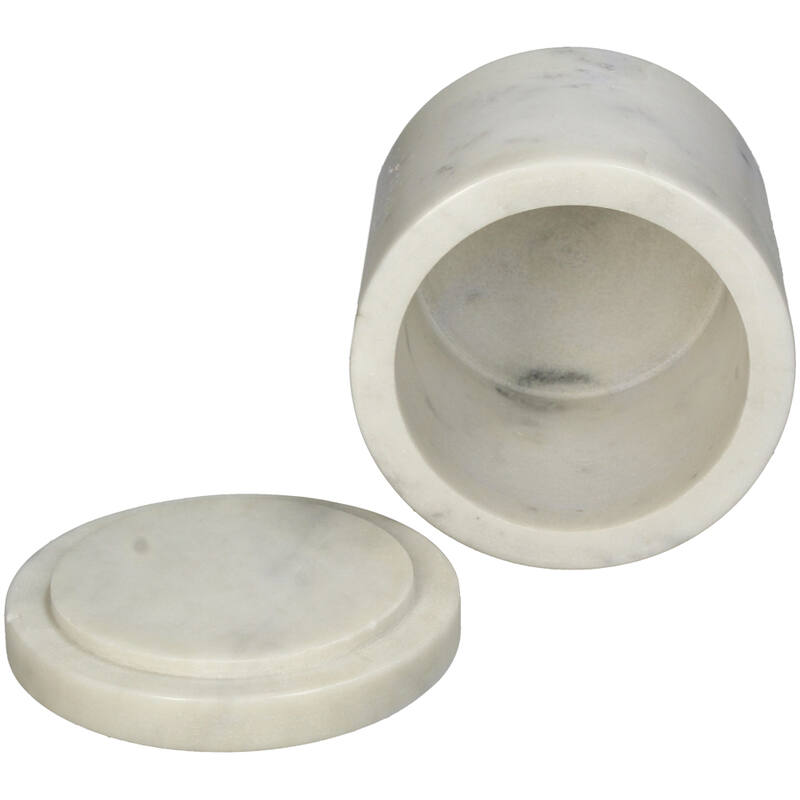 Pot Marmer - Ribbel Wit/Glans Wit (10x10x10 cm) - KERSTEN