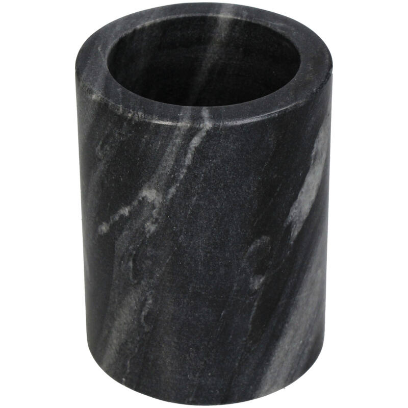 Tumbler Marmer Ribbel Wit/Glans Wit/Glans Zwart (8x8x10cm) - KERSTEN