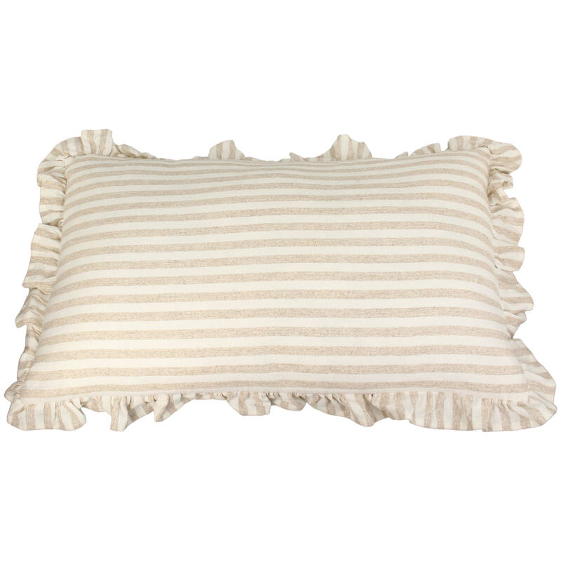 Kussen Streep Ruches Katoen Beige (30x50cm) Tavola Amore - KERSTEN