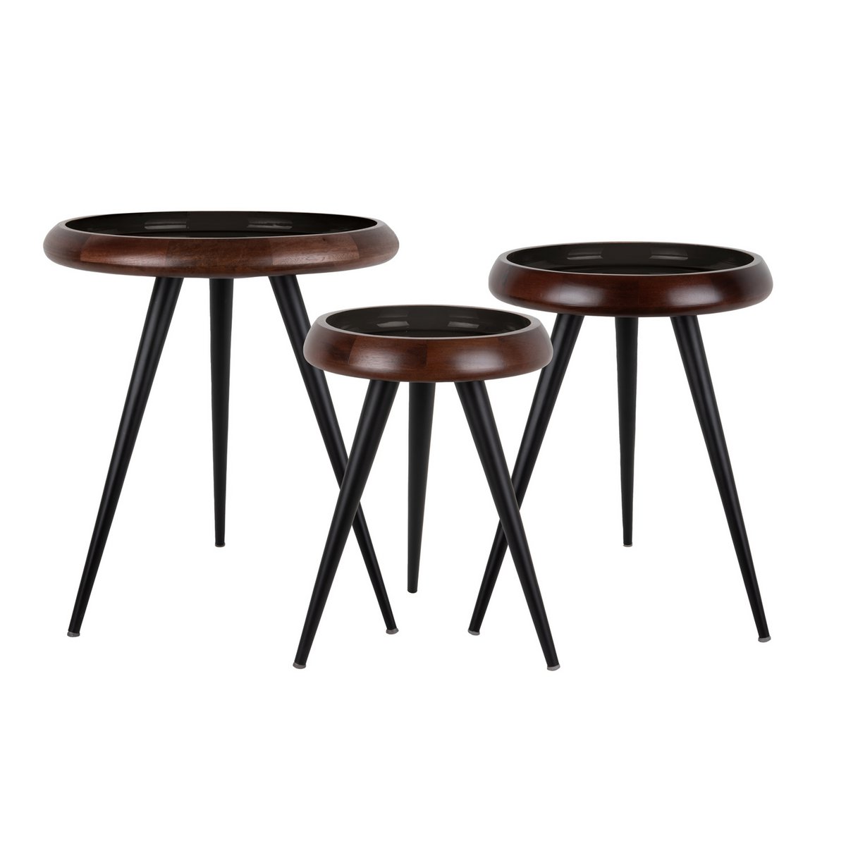 Bijzettafel Tripod Zwart (Set van 3) / Leitmotiv