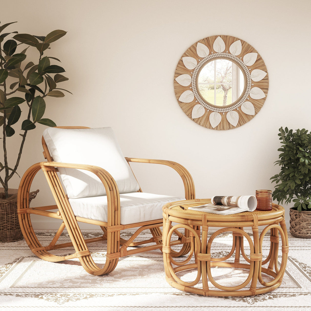 Ronde Rotan Spiegel – Dauna Boho-Chic / Mojo Boutique