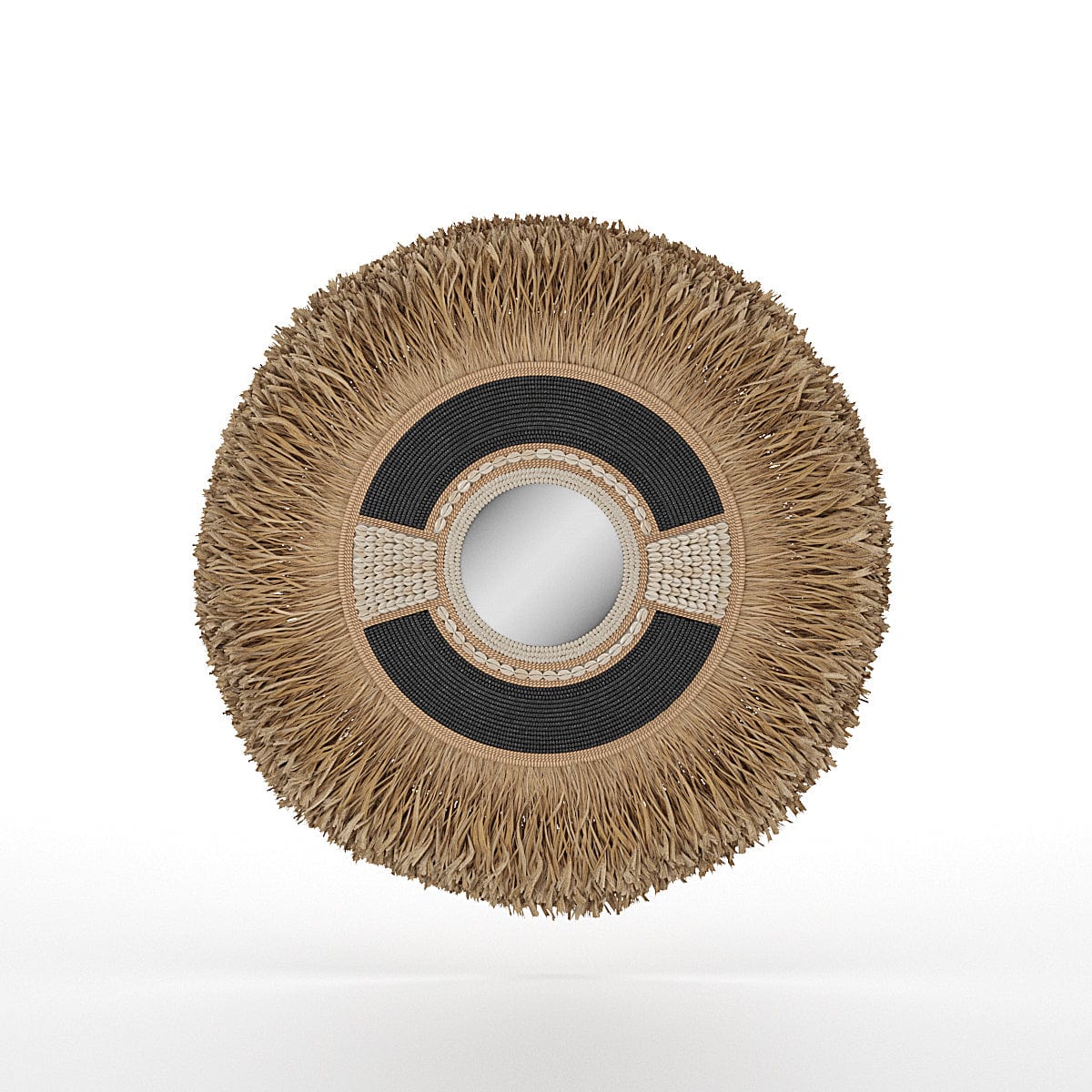 Raffia & Schelpen Spiegel – Handgemaakt in Bali / Mojo Boutique