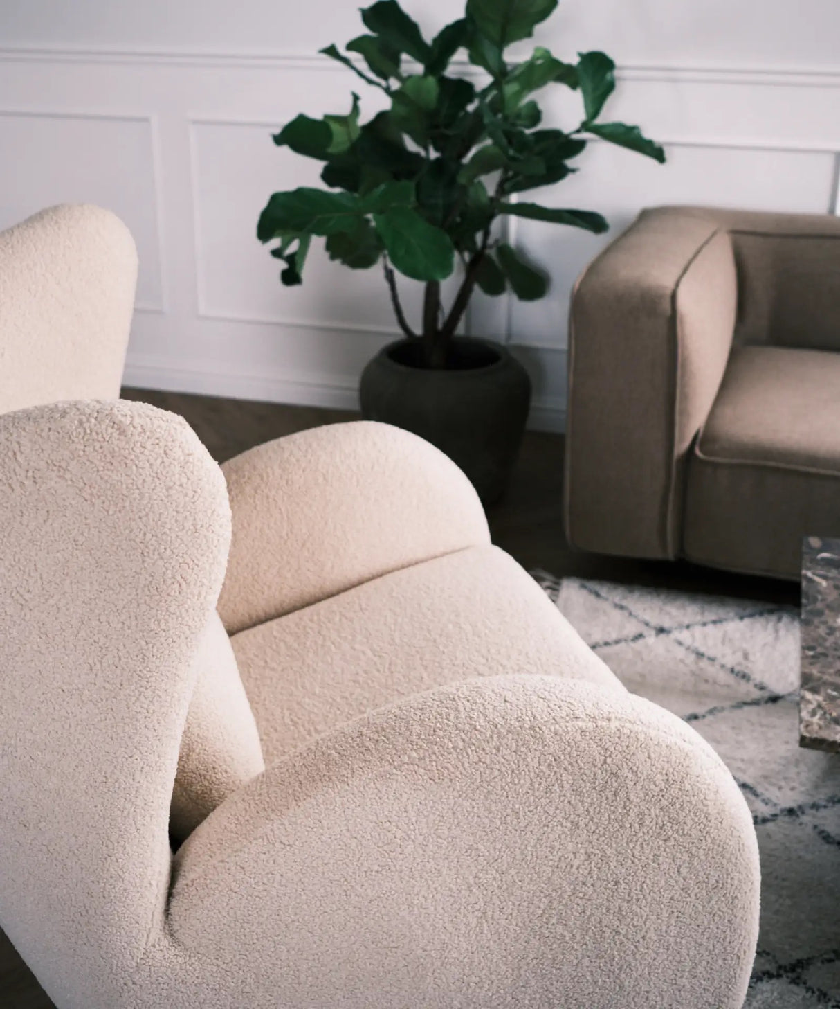 Grote Buffel Fauteuil Ivoor / Njordec