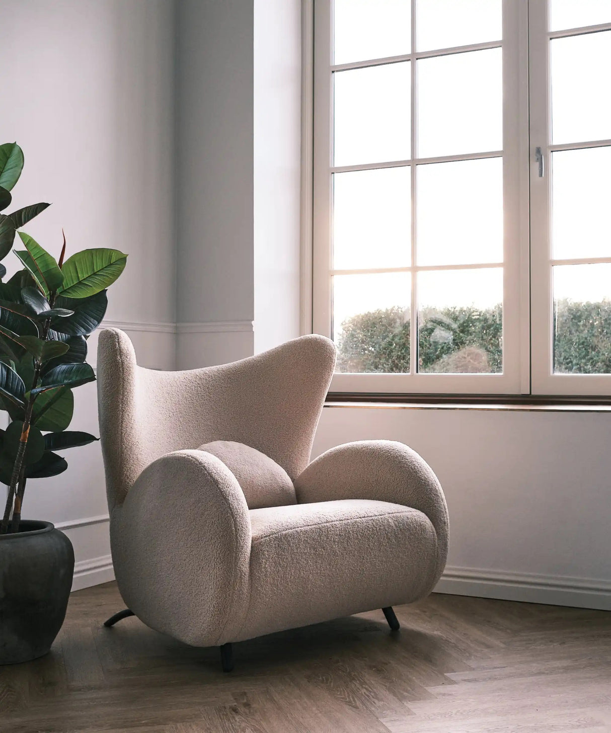 Grote Buffel Fauteuil Ivoor / Njordec