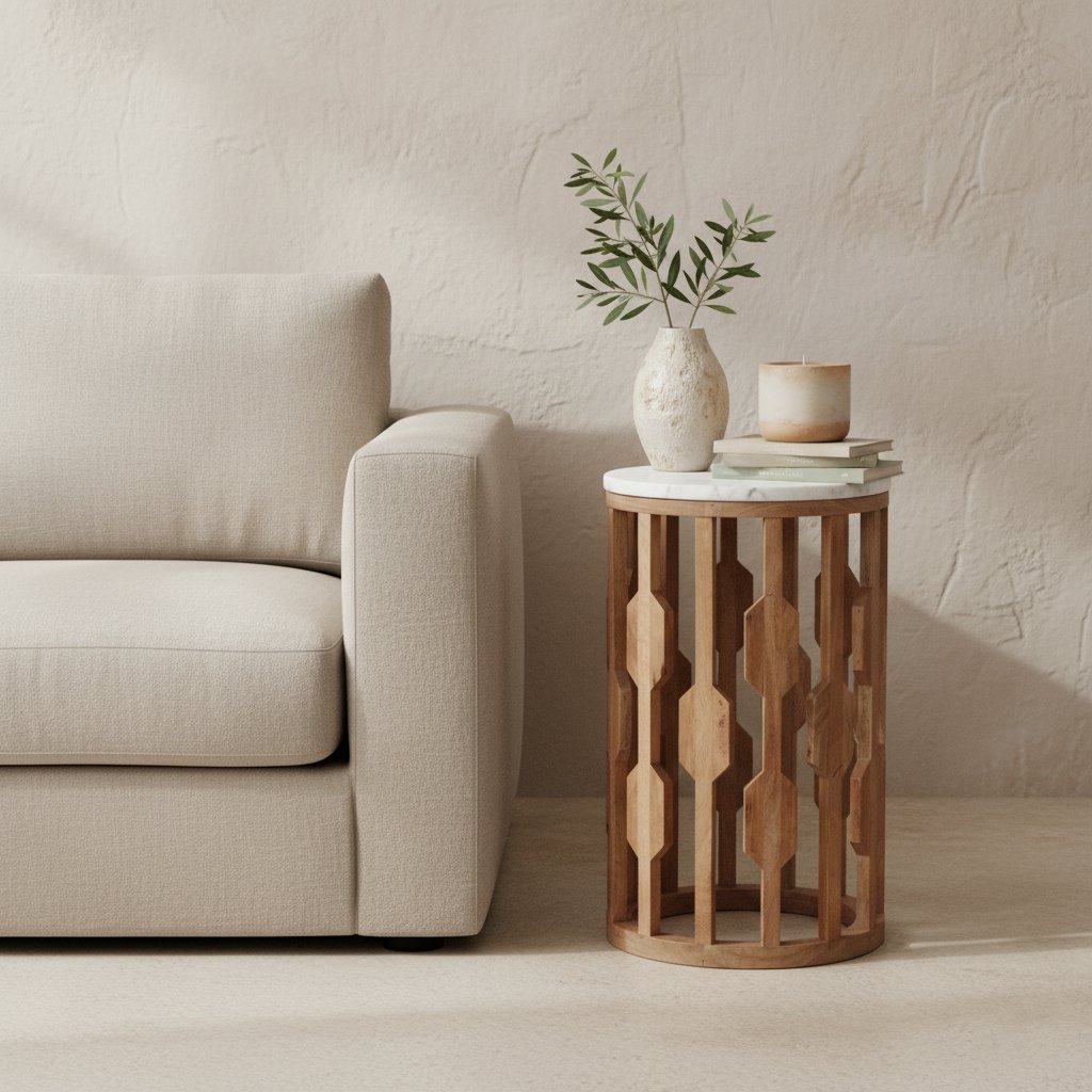 Bijzettafel Atjeh Marmer Wit / Raw Materials