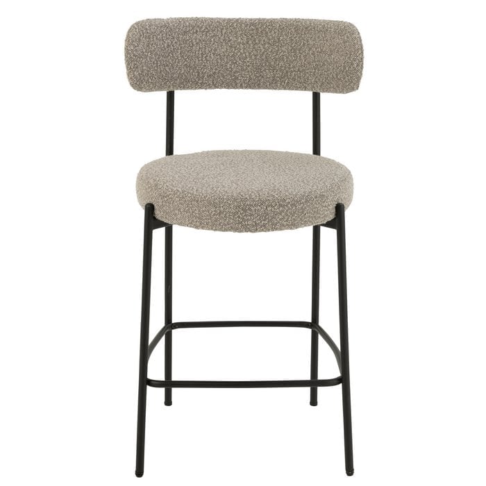 Barstoel Bouclé Grijs/ Zwart (Set van 2) / J-LINE