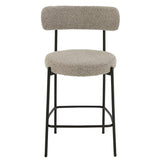 Barstoel Bouclé Grijs/ Zwart (Set van 2) / J-LINE