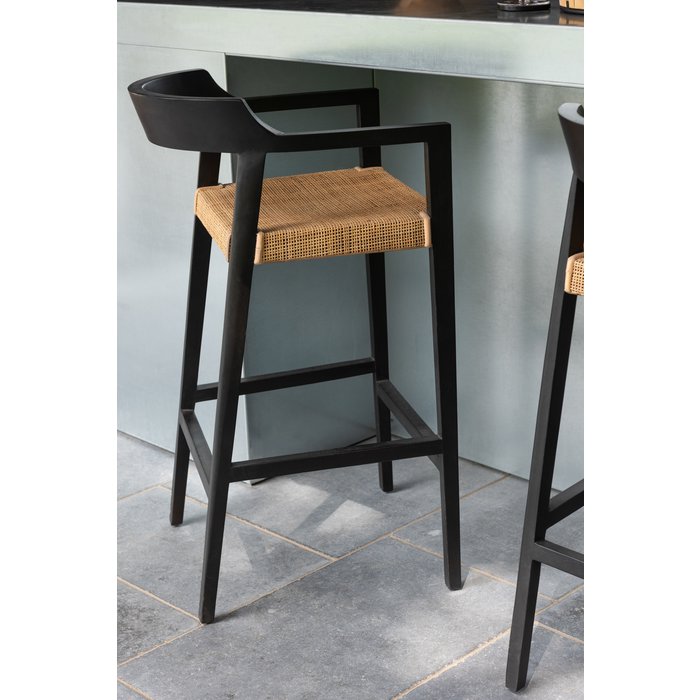 Barstoel Emma Teak Zwart Bruin / J-Line