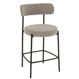 Barstoel Bouclé Grijs/ Zwart (Set van 2) / J-LINE