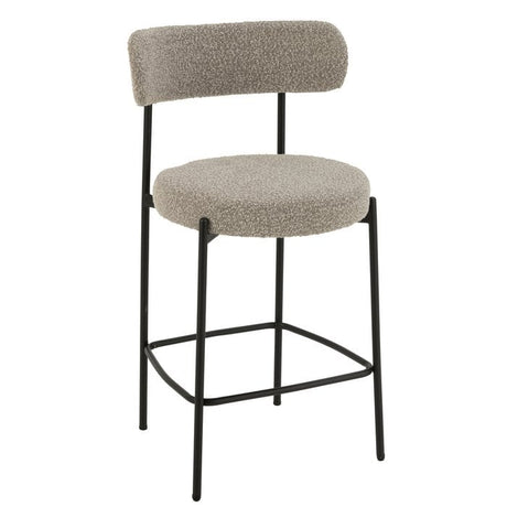 Barstoel Bouclé Grijs/ Zwart (Set van 2) / J-LINE